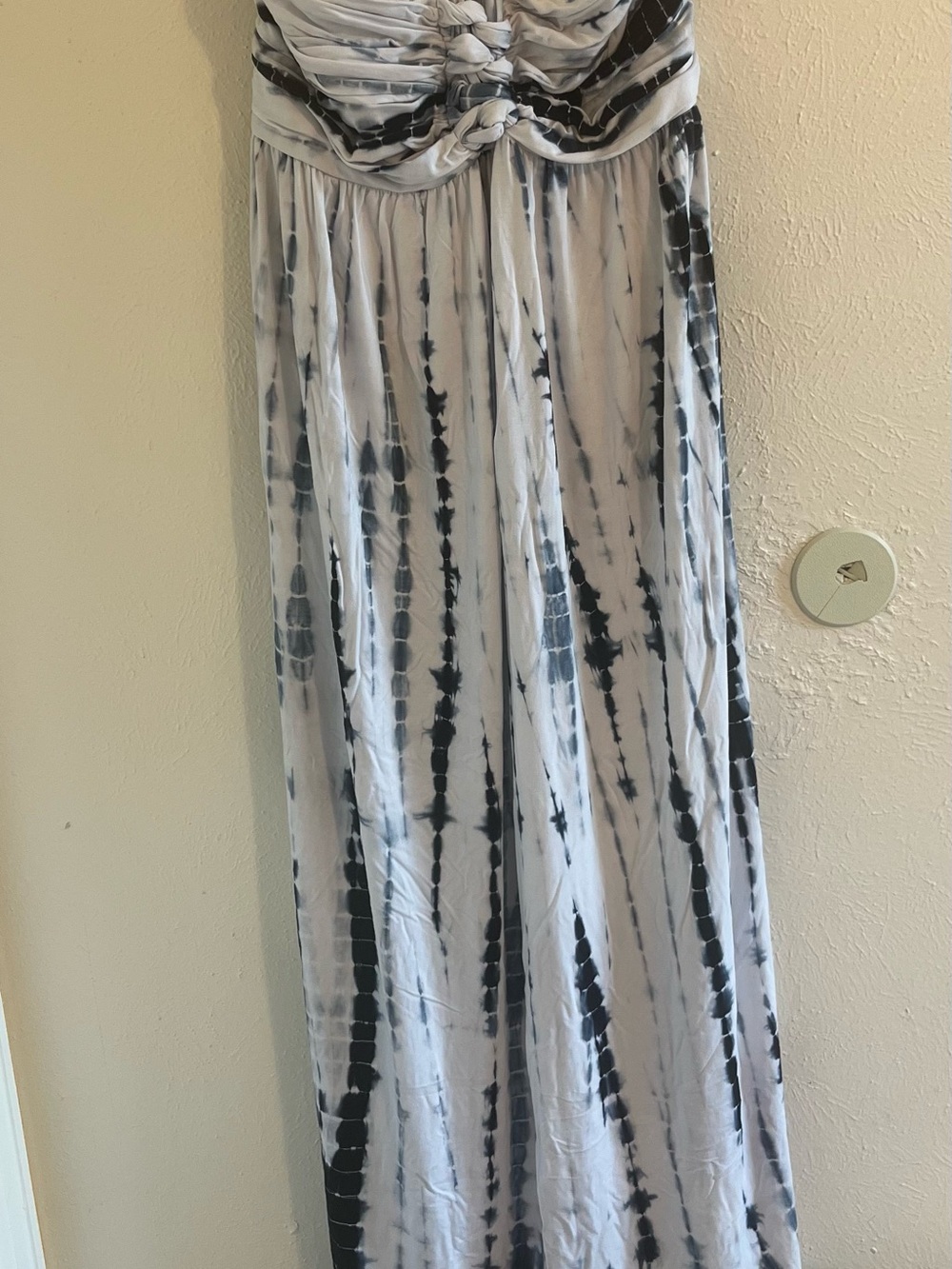 Strapless Black & White Tie-Dye Maxi Dress